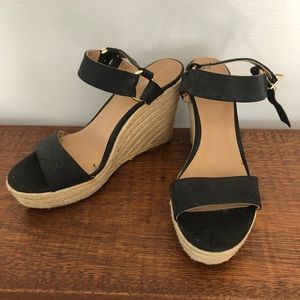 Black wedge sandals